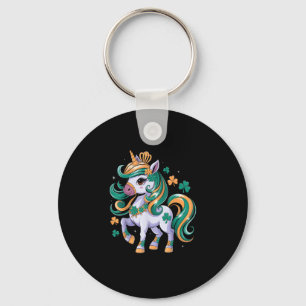 Cute Unicorn Shamrock St Patricks Day Girls Kids L Keychain
