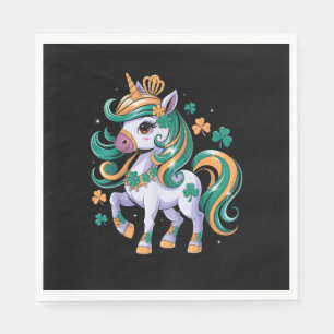 Cute Unicorn Shamrock St Patricks Day Girls Kids L Napkin