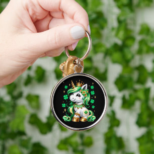 Cute Unicorn Shamrock St Patricks Day  Keychain