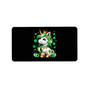 Cute Unicorn Shamrock St Patricks Day Label
