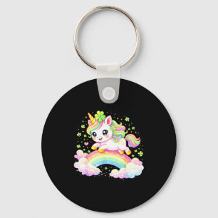Cute unicorn shamrock st patricks day lepricorn keychain