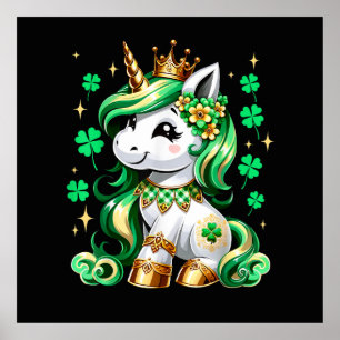 Cute Unicorn Shamrock St Patricks Day Poster