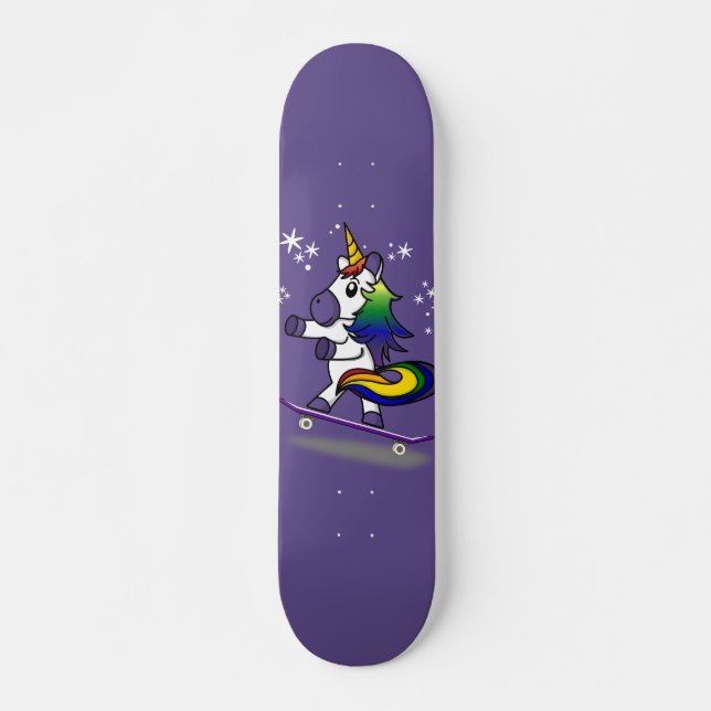 Cute Unicorn Skateboard Arc-en-ciel Carton violet (Devant)