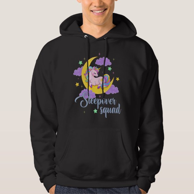 Cute Unicorn Sleepover Squad Matching Slumber Part Hoodie (Front)
