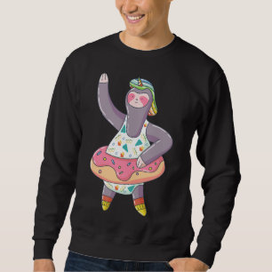 Cute Unicorn Sloth With Donut Inflatable Float Rub Sweatshirt