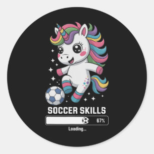 Cute Unicorn Soccer Skills Loading Score Mom Mama Classic Round Sticker