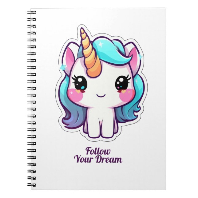 Cute Unicorn Spiral Carnet photo - Suivez votre D (Devant)