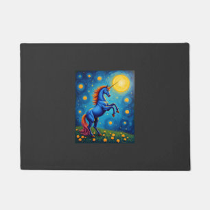 Cute Unicorn Starry Night (1) Doormat