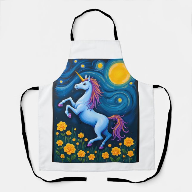Cute Unicorn Starry Night (3) Apron (Front)