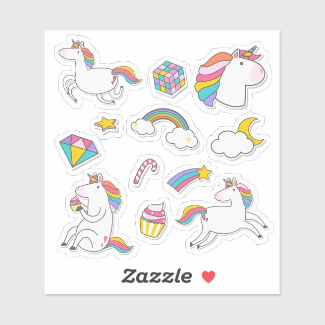 Cute Unicorn Stickers (Sheet)