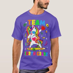 Cute Unicorn Team 4th Grade Welcome Back To School T-Shirt