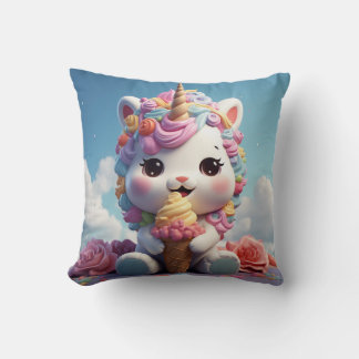 Cute unicorn throw pillow