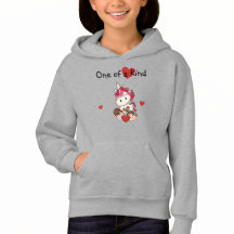 Cute Unicorn Valentine's Day Hoodie with Hearts