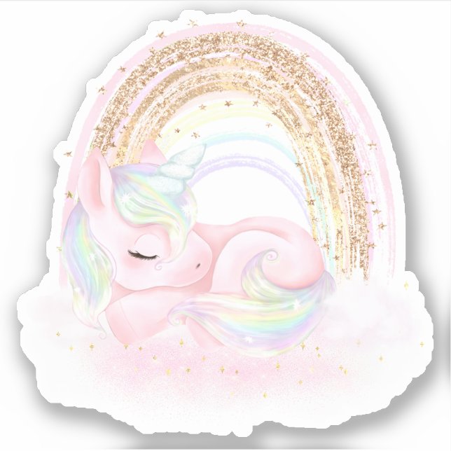 Cute Unicorn Vinyl Sticker (Front)