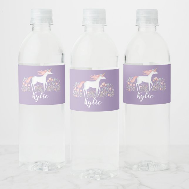 Cute Unicorn Water Bottle Label (Bottles)