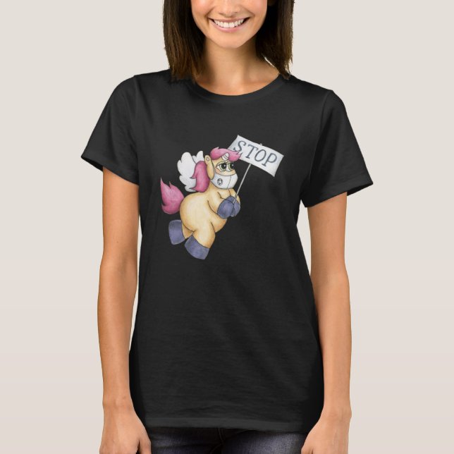 Cute Unicorn wearing face mask  Unicorn Mask  idea T-Shirt (Front)