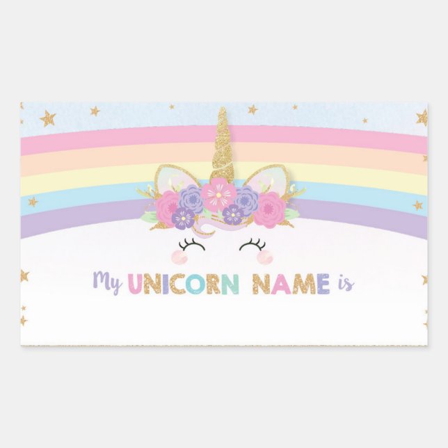 Cute Unicorn What is Your Unicorn Name Game  Sticker (Front)