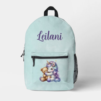 Cute Unicorn with a Teddy Bear Personalized Printed Backpack