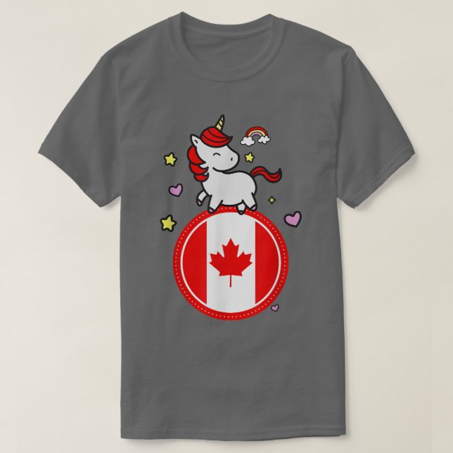 Cute Unicorn with Canada  T-Shirt (Design Front)