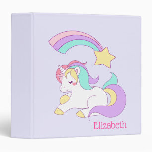 Cute Unicorn with Colourful Shooting Star Custom Binder