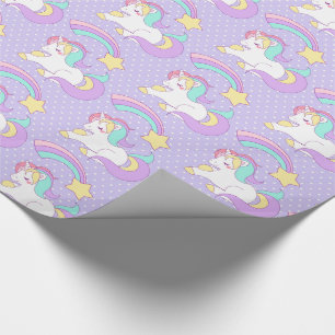 Cute Unicorn with Colourful Shooting Star Wrapping Paper