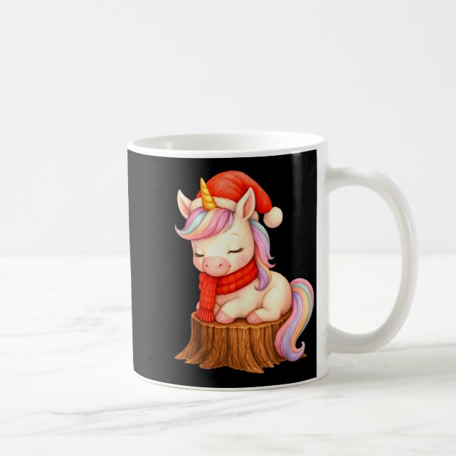 Cute Unicorn With F Christmas Xmas Holiday  Coffee Mug (Right)