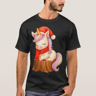 Cute Unicorn With F Christmas Xmas Holiday  T-Shirt