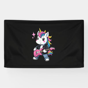 Cute Unicorn with Guitar Unicorn Rock music lover Banner