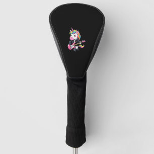 Cute Unicorn with Guitar Unicorn Rock music lover  Golf Head Cover
