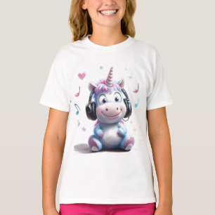 Cute Unicorn with Headphones T-Shirt 