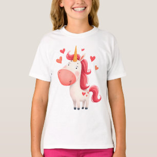 Cute Unicorn with Hearts – Magical Kids T-Shirt