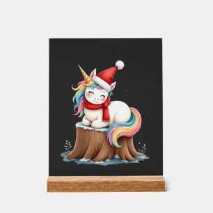 Cute Unicorn with Scarf Christmas Xmas Holiday T-S Acrylic Sign