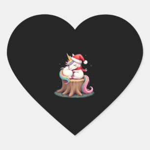 Cute Unicorn with Scarf Christmas Xmas Holiday T-S Heart Sticker