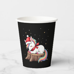 Cute Unicorn with Scarf Christmas Xmas Holiday T-S Paper Cups