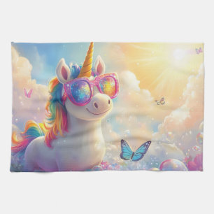 Cute Unicorn with Sunglasses: Magical and Fun Kitchen Towel