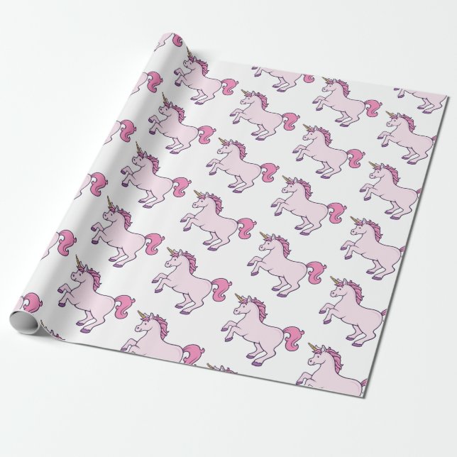 Cute Unicorn Wrapping Paper (Unrolled)