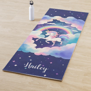 Cute Unicorn Yoga Mat with Custom Name