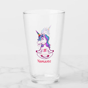 Cute Unicorn Zen Yoga Meditation Lotus Namaste Ohm Glass