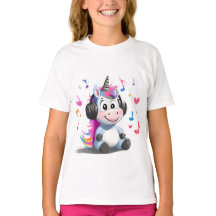 Cute Unicorne avec casque T-shirt