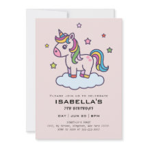 Cute Unicorns   Birthday Party Invitation 