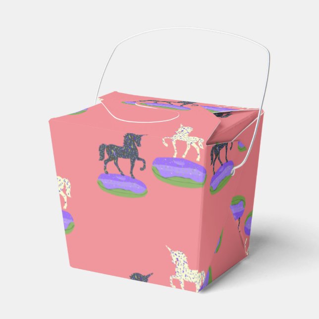 Cute Unicorns Doughnuts Pattern Favor Box (Front Side)