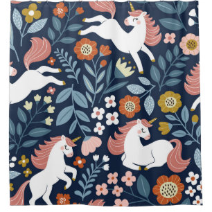 Cute Unicorns Floral Vintage Pattern
