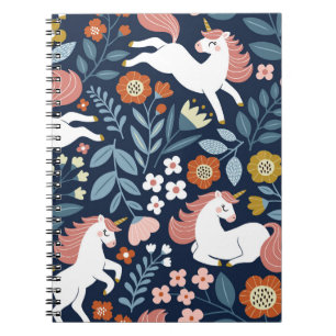 Cute Unicorns Floral Vintage Pattern Notebook