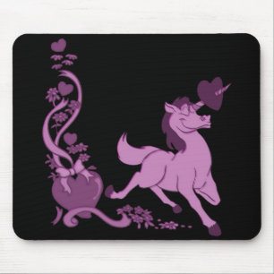 Cute Unicorns Hearts Flowers 3 Mouse Pad