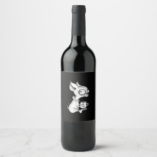 Cute Unique Chihuahua Coffee Art Dog Lover Gift Wine Label