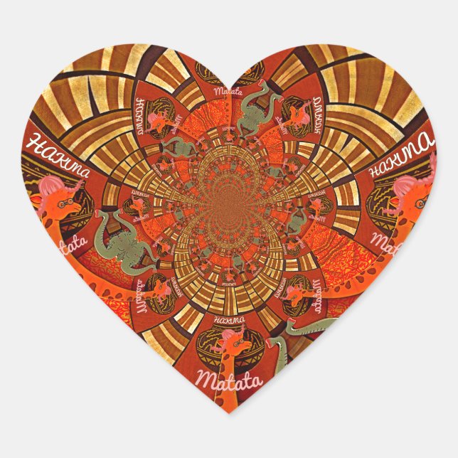 Cute Unique Giraffe Animal Hakuna Matata Design Heart Sticker (Front)