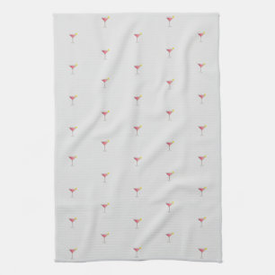Cute Unique Pink Cocktail Pattern Grey Kitchen Towel