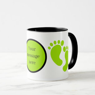 Cute unisex baby feet add message mug