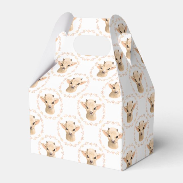 cute unisex baby goat tiled party favor box (Back Side)