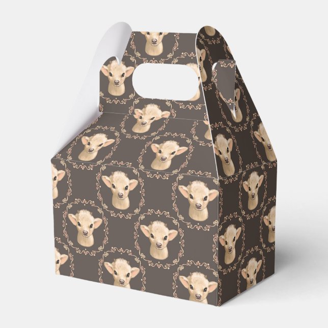 cute unisex baby goat tiled party favor box (Front Side)